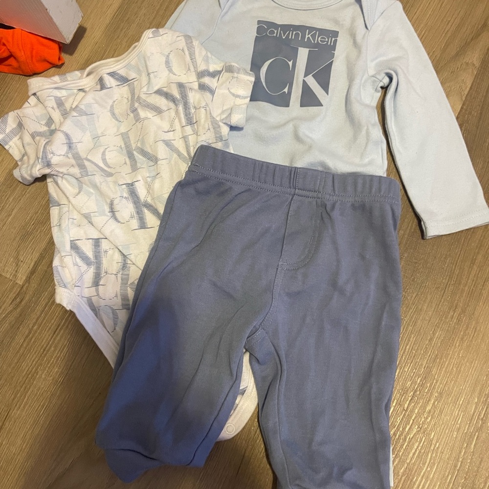 Calvin Klein Infant Apparel Set - Light Blue and White